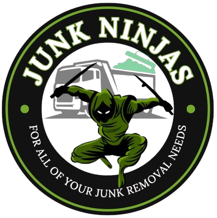 Logo for 'Junk Ninjas' with a ninja character and truck in the center.