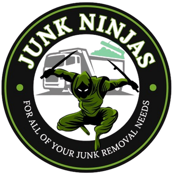 Logo for 'Junk Ninjas' with a ninja character and truck in the center.