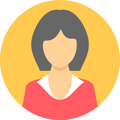 Illustration of a person with dark hair and a red shirt on a yellow background